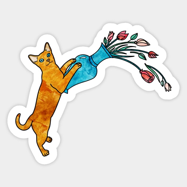 Abyssinian Cat Sticker by Kelly Louise Art